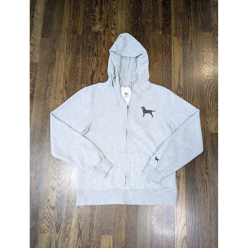 The Black Dog Hoodie Womens L Gray Logo Full Zip Sweatshirt Fleece Front Pocket